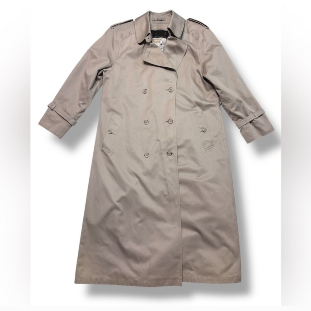 LONDON TOWNE Tan Double Breasted Trench Coat VINTAGE - Picture 11 of 12